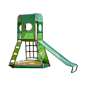 gobaplay SummitPro Climbing Tower, Outdoor Playset with Slide for Kids 6+, Green