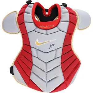 J.T. Realmuto Philadelphia Phillies Autographed Game-Used Gray and Red Nike Chest Protector from the 2025 MLB Season - NF70450484 - Fanatics Authentic Certified