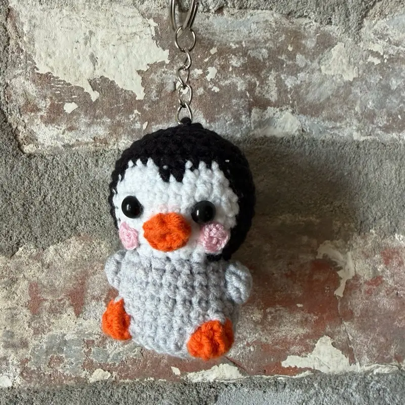 Mini Crochet Penguin Keychain - Handmade Amigurumi Backpack Charm, Cute Knit Animal Key Ring, Pocket Penguin Buddy, Gift for Penguin Lovers