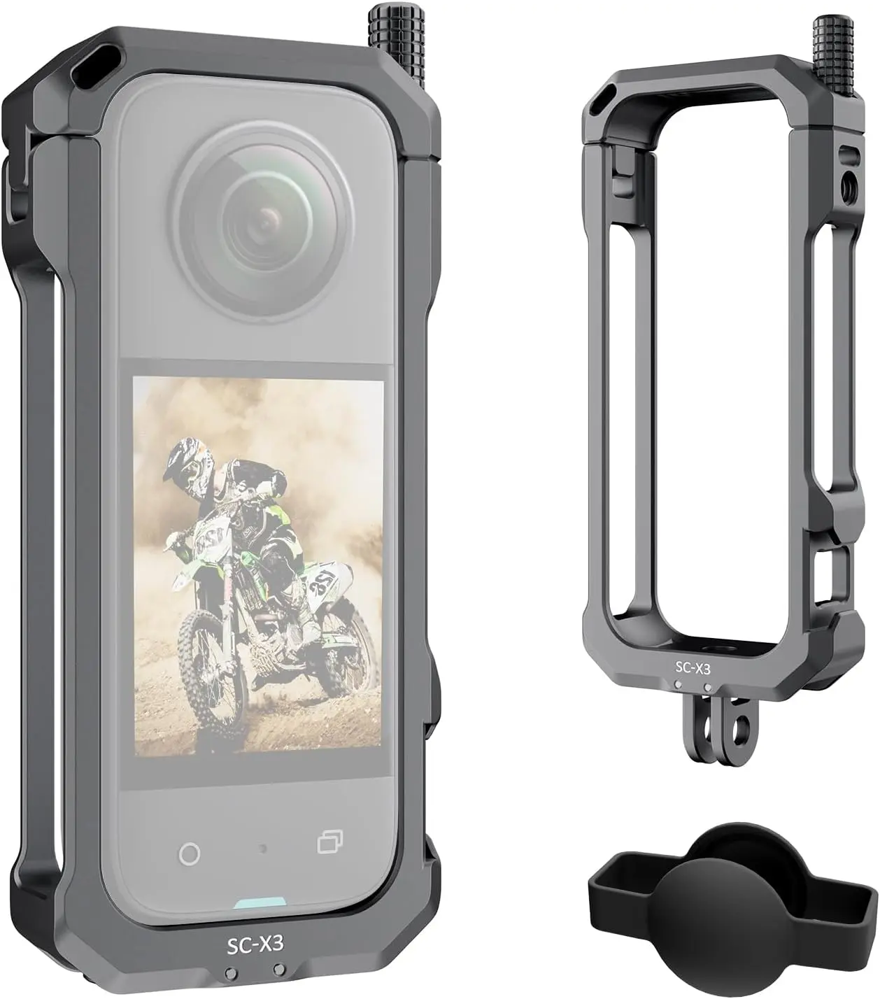 SIRUI Camera Cage for Insta360 X3, Aluminium Protective Frame Case for Insta360 X3 with Lens Cover, Folding Fingers, 1/4" Thread and Cold Shoe, Camera Accessories, SC-X3