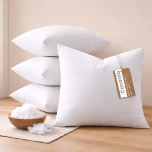 18x18 Throw Pillow Inserts Pack of 4, Plush Cushion Fillers, White Decorative Pillows for Couch, Bed & Home
