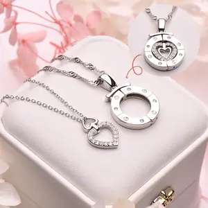 Orphic Double Heart Pendant Necklace, Unisex Artificial Gemstone Jewelry, Ideal Couple Gift Accessory with True Artificial Gemstone Detail