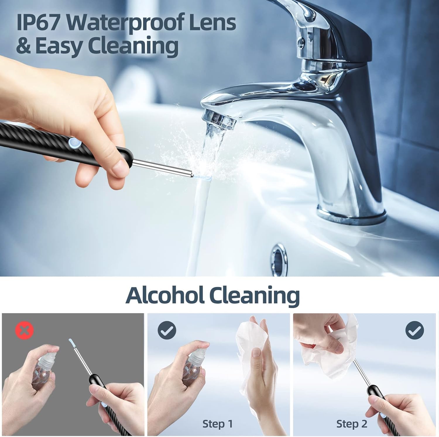 Ear Wax Removal,Ear Cleaner with HD Ear Camera,Wireless Ear Otoscope Earwax Remover Kit with 5 Ear Pick & 6 LED Lights,1080P Ear Camera with 6LED Light for Ear/Nose Examination,Ear Cleaning Tool for iOS & Android