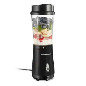 Hamilton Beach Portable Blender for Shakes and Smoothies, 14 Oz BPA Free Travel Cup & Lid, Durable Stainless Steel Blades, Personal Smoothie Blender, Black (51101AG)
