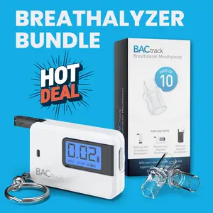 BACtrack Go Keychain Breathalyzer (White) + Mouthpieces Bundle