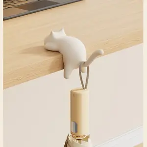 Cat-Shaped School Bag Hook for Desk Edge - No-Drill Traceless Heavy Duty Hanger, Multifunctional Backpack Holder for Elementary Students' Desks
