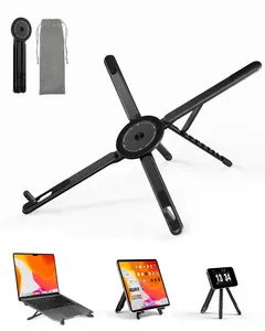 3-in-1 Magnetic Adjustable Laptop Stand, 8-level Height & Angle Adjustment, Sturdy Aluminum Alloy, Fits 4-13" Phones, 10-16" Laptops & Tablets