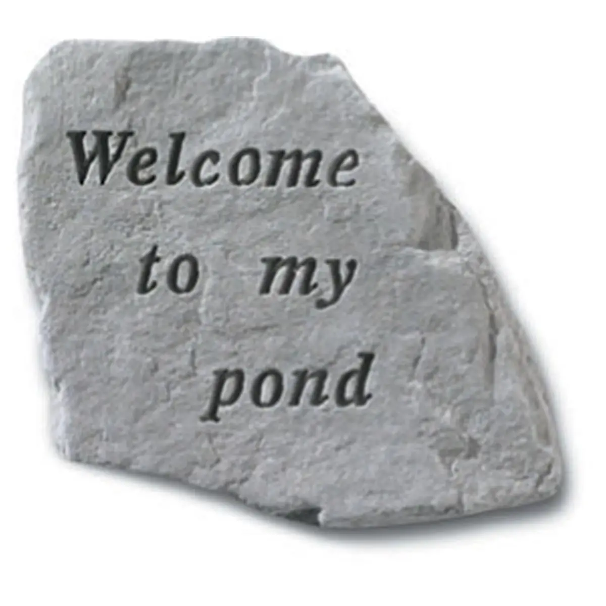 212 MAIN Handmade Concrete Memorial Accent Stone - 9x8 in Outdoor Decor, Engraved with "Welcome To My Pond" Inscription
