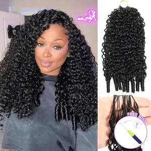 OQ HAIR Burmese Curly Crochet Hair Natural Black Machine Made Feather Crochet Human Hair Extension Miracle Knots Boho Braids #SummerVibes