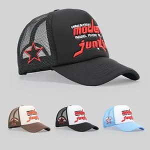 FUNYH New Style Mesh Cap Color Matching Sponge Trucker Baseball Hat Men and Women Outdoor Sun Hat