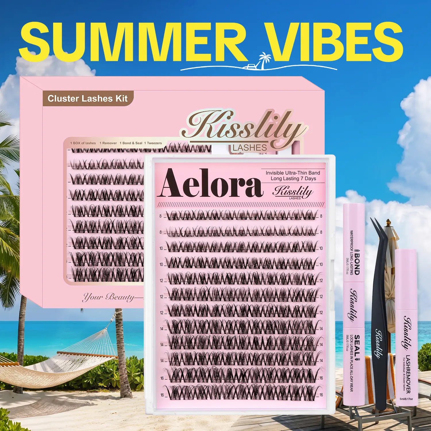 Aelora |Kisslily Spider Lashes| Kylie&Kim Lashes Vibe but Better Long-Lasting Waterproof & Super Soft&Thin Invisible Band | Waterproof Long-Lasting Natural Daily Beginner-Friendly DIY Lashes for Flawless Look Trendy Must-Have Breeze#summerfinds