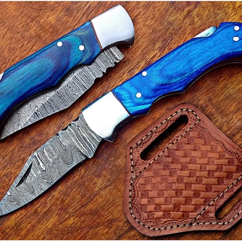 Handmade Damascus Pocket Folding Knife Gife for Husband , Boyfriend,Anniversary