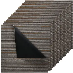 VEVOR Carpet Tiles Reusable 24x24 inch, 24 PCS Modular Carpet Square Rug, Commercial Floor Soft Padded for Seamless Cover 96sq. ft, Easy DIY for Living Room Bedroom Office Indoor, Dark Brown