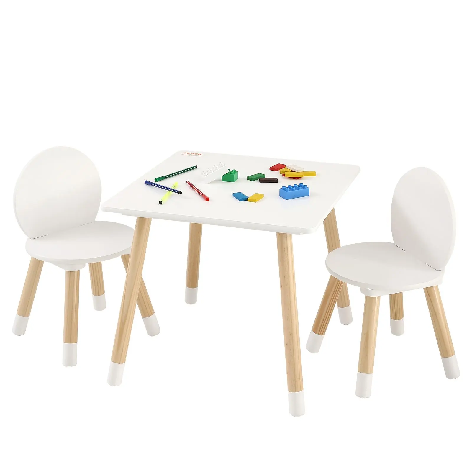 【summerfinds】VEVOR Kids Table and 2 Chairs Set, Toddler Table and Chair Set, Children Multi-Activity Table for Art, Craft, Reading, Learning, 1 Table and 2 Chairs