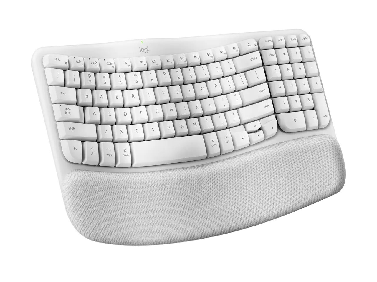 Logitech Wave Keys for Mac, Wireless Ergonomic Keyboard with Cushioned Palm Rest, Comfortable Natural Typing, Bluetooth Keyboard, Easy-Switch, Optimized for Mac, Apple, iPad - Off White