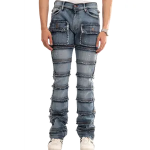 NOVASTILE Slim Fit Straight Leg Stretch Denim Jeans M5, Zipper, Ripped Jeans