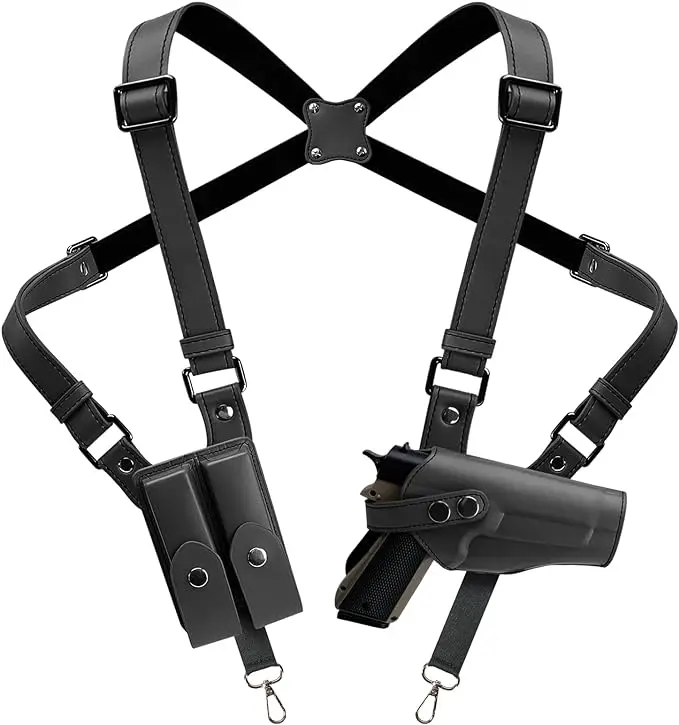 Genuine Leather Vertical Concealed Shoulder Holster - Adjustable, Comfortable, Hunting Gear for 1911, Glock Models, Women's Role Play, Costume Party, Halloween Parties Sports & Outdoor Equipment, Pirate Costume