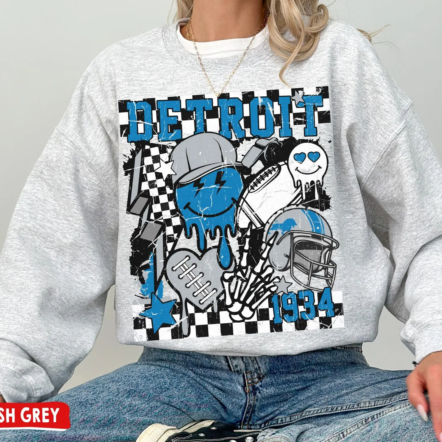 Detroit Football Crewneck Sweatshirt / T-Shirt, Lions Sweatshirt, Retro Groovy Detroit Shirt, Vintage Detroit Fans Gift, Lions T-Shirt KK