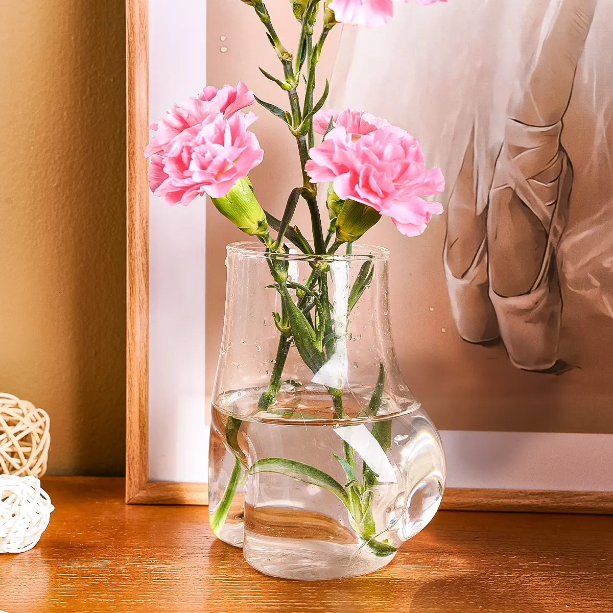 Funny Sexy Cute Butt Glass Vase, Artistic Human Body Creative Handmade Glass Decorative Flower Vase, Home Desktop Decoration, Hydroponic Vase, Decorative Flower Vessel