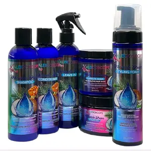 Kaleidoscope Miracle Drops Collection Coconut Milk Honey Aloe Vera Rice Water Moisturizing Blend Hair Care Bundle 6 Pcs Set Shampoo Conditioner Leave In Mask Styling Gel Foam