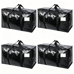 4 Pack Moving Bags Extra Large, Heavy Duty Storage Totes with Sturdy Zippers, Waterproof Fabric Clothing Organizer for College Dorm Room Decor Essentials, Reusable Comforter Blanket Bins, Travel Camping Luggage Bags, Space Saving Closet Underbed Storage