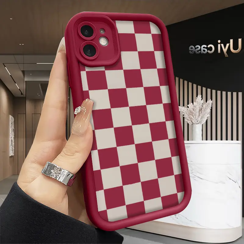 Grey & White Checkerboard Silicone iPhone Case - Rugged, Durable, Shockproof, Anti-Scratch, Precision Fit Mobile Phone Protection Casing Cover for iPhone 17,16,16e,15,14,13,12,11,Pro Max,Plus,X,XS - Electronics Accessories, Smartphone