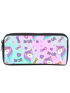 Single-layer pencil case with unicorn and pony print