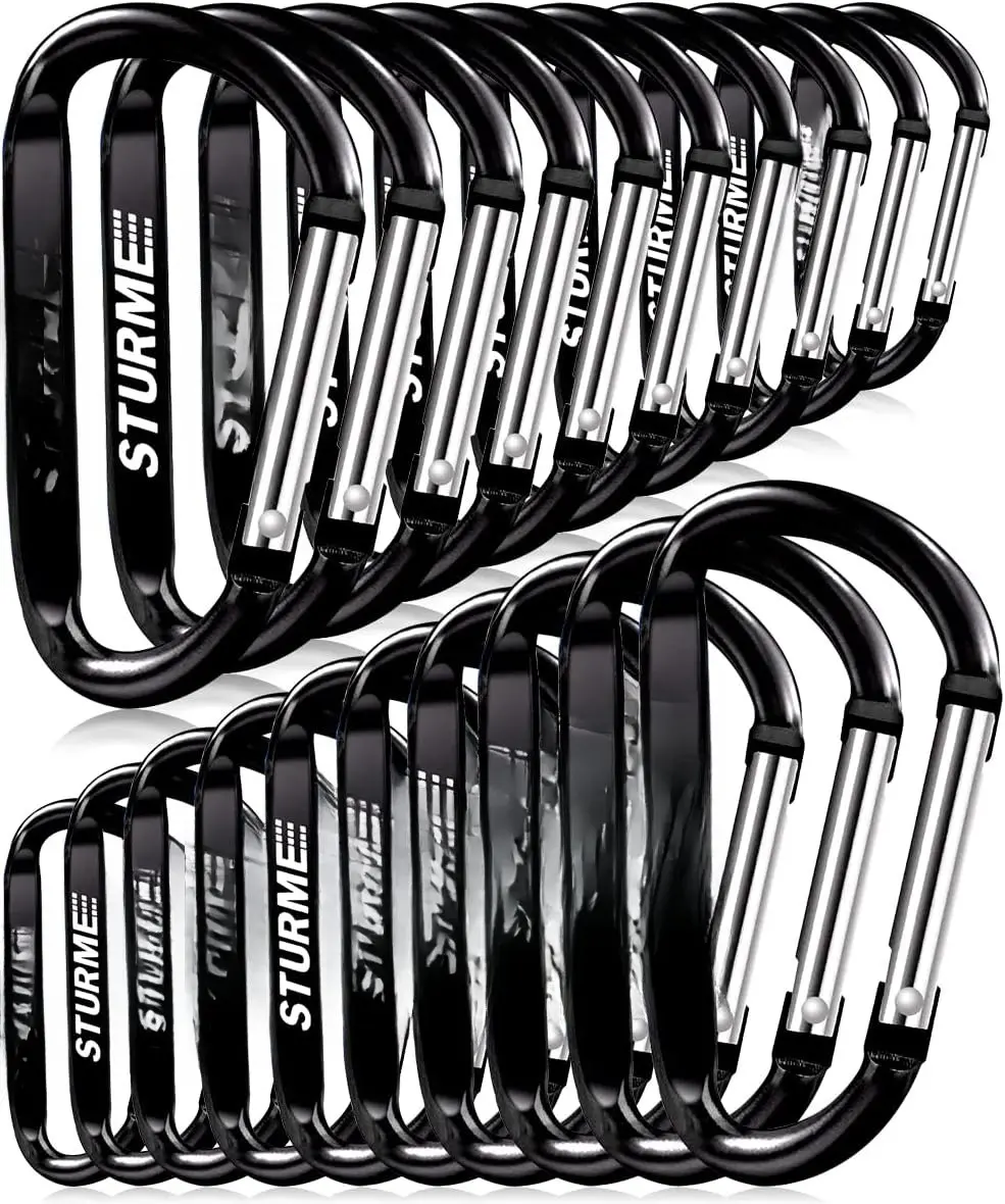 20 count 2.7" Carabiner Clip Durable Carabeaner Hooks Small Carabiner D Clip