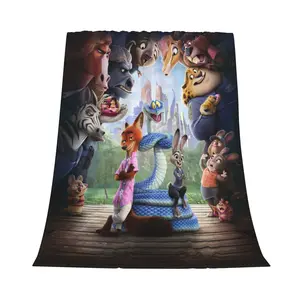 DISNEY CLASSIC Zootopia Group Character Blanket, Nick & Judy Soft Flannel Fleece Throw Blanket for Kids Adults, Cartoon Themed Blanket for Bed Couch Sofa, Perfect Gift for Zootopia Fans
