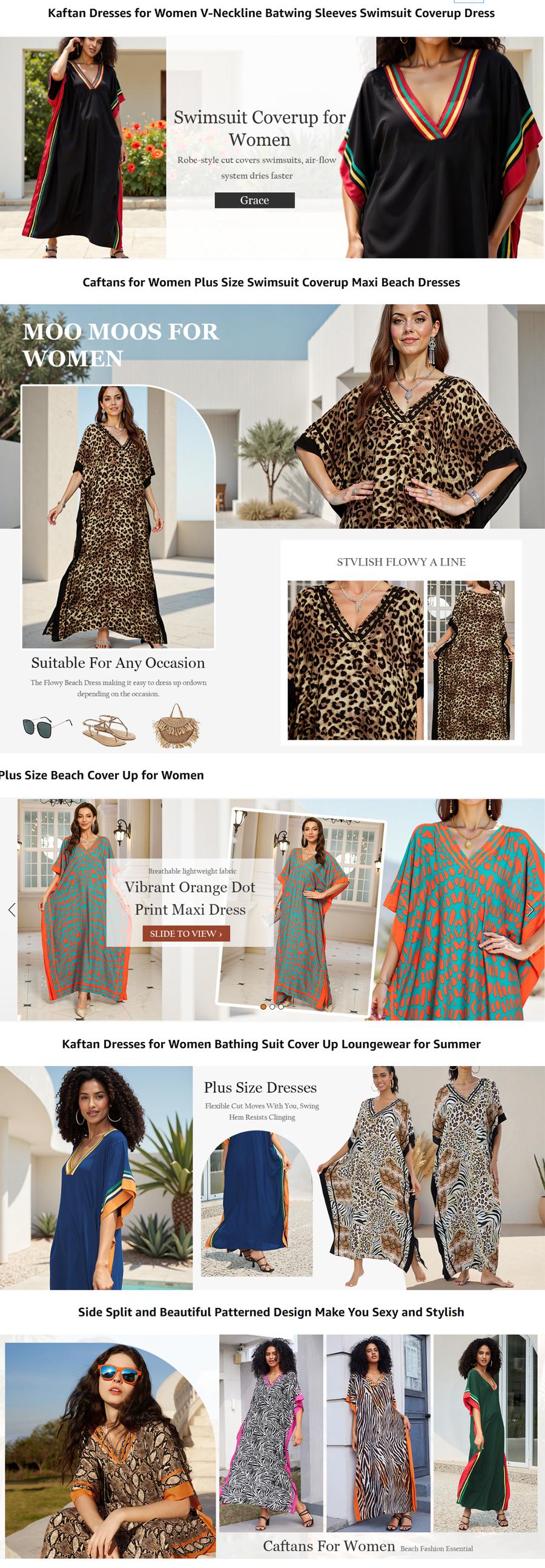 Plus Size Mumu Dresses for Women - Boho Batwing Sleeve Caftan with Side Slits, Long Moo Moo Nightgown & Beach Cover Up - Colorful Bamboo Plus Size Mumu Dresses for Women - Boho Batwing Sleeve Caftan with Side Slits, Long Moo Moo Nightgown & Beach Cover Up - Colorful Bamboo