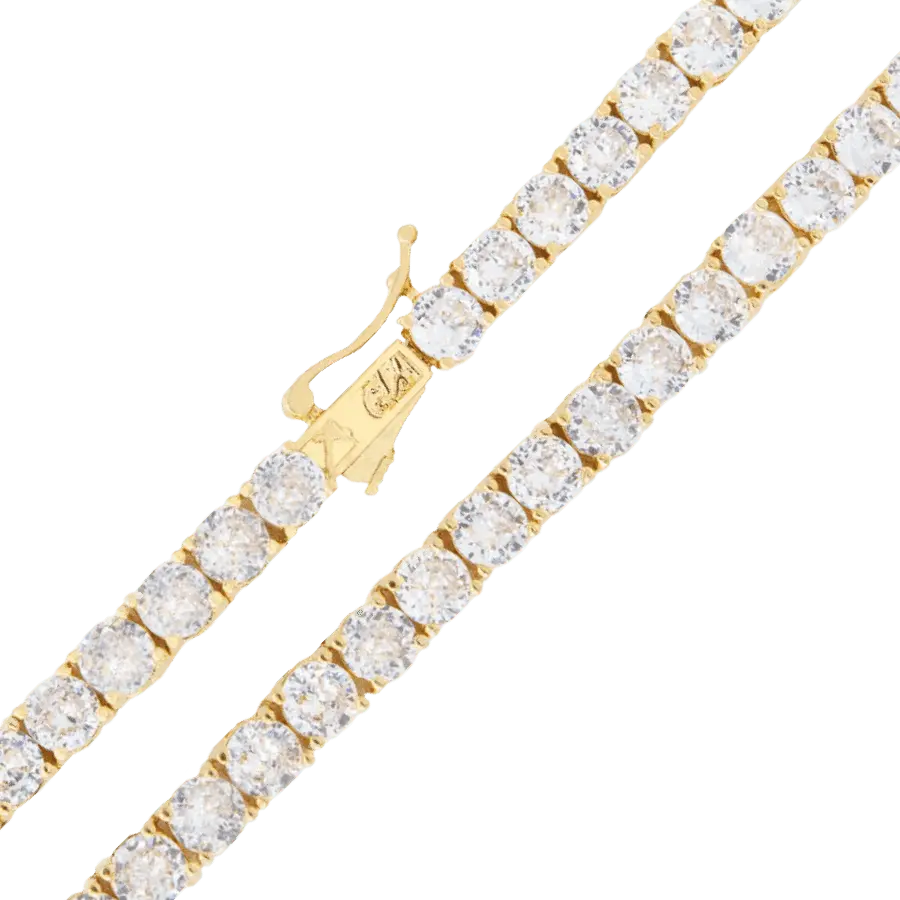 GLD 5mm Diamond Tennis Chain in Yellow Gold - Perfect Gift #tiktokshopsummersale