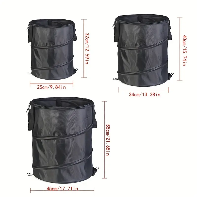 Foldable Portable Pop-up Trash Can - Cylindrical Other Material Garbage Container for Outdoor Camping, Gardening Use