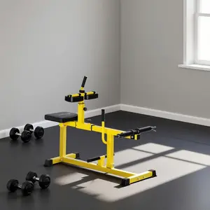 Adjustable Steel Seated Calf Raise Exercise Strength Training Gym Equipment, Yellow,indoor