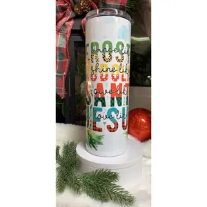 Frosty, Rudolph, Sant, and Jesus- Christmas 20oz Skinny Sublimated Tumbler