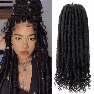 THE WELL KEPT Goddess Locs Crochet Hair 6 Packs 20 Inch Straight Faux Locs Crochet Hair for Black Women, Pre-Looped Curly Hair Soft Faux Locs Synthetic Braiding Hair Extensions (1B#)