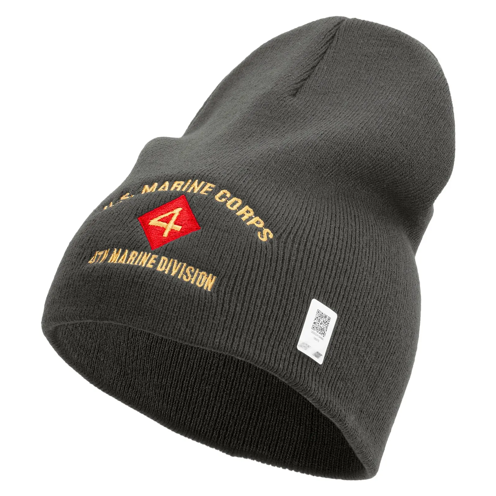 US Marine Corps 4th Marine Division Symbol Embroidered 8 Inch Solid Beanie