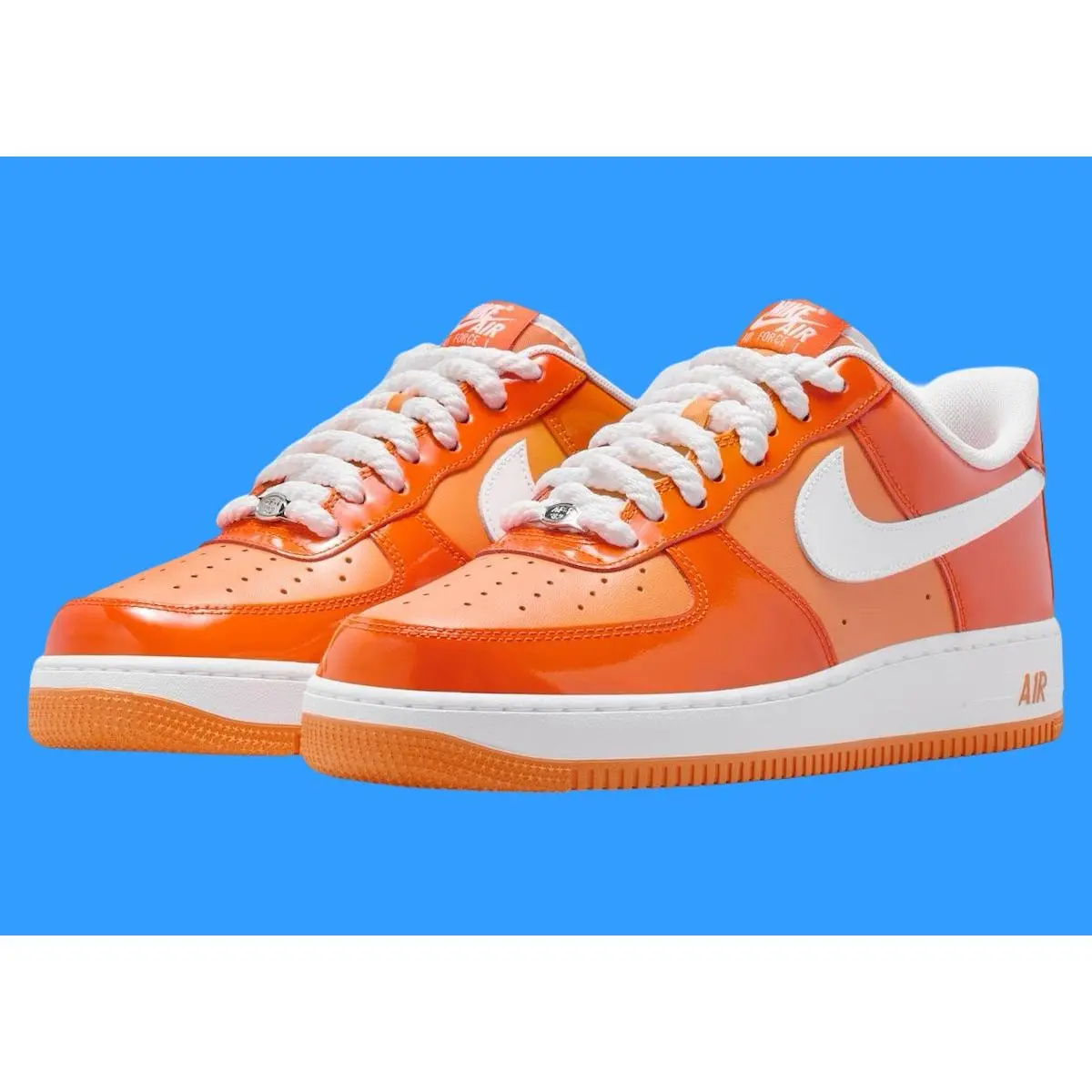 Men's Nike Air Force 1 Low "Safety Orange" Patent Leather HV9405-800 Fashion Athletic Sneaker Summer Shoes