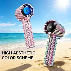 Shimmering Fan-A Portable Handheld  Fan 3 Gear Wind Rechargeable Long Battery Life Hand Fan With Digital Display For Outdoor Activities Travel Office