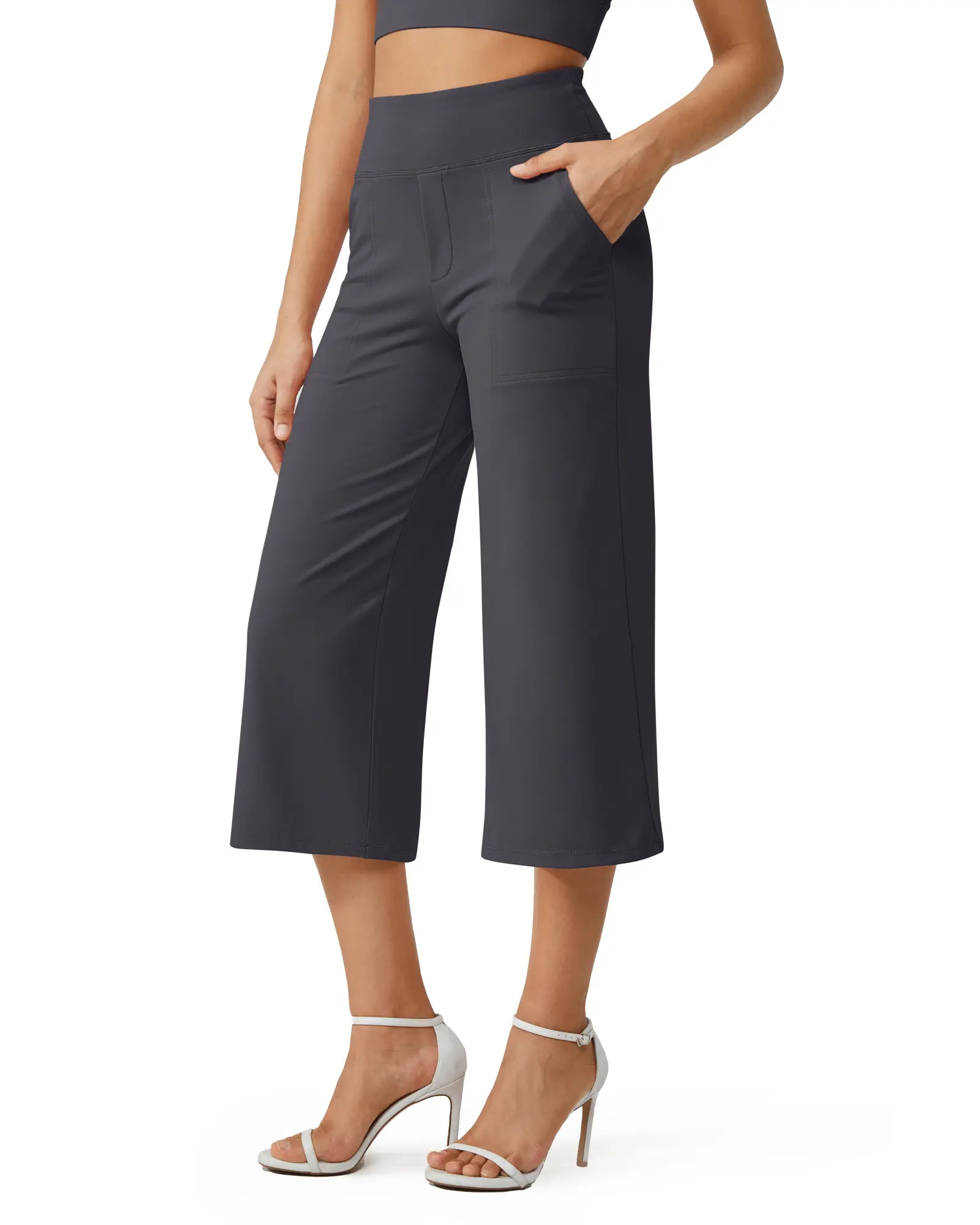 【Live Exclusive】G4Free Capri Pants for Women Wide Leg Yoga Dress Cropped Pants Capri Leggings with Pockets for Casual Summer, Womenswear, Bottoms Basic