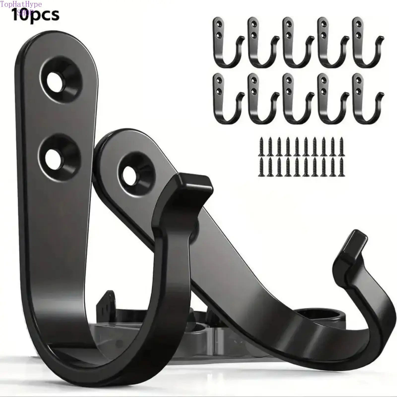 Wall Mounted Iron Coat Hooks 10-Piece Set, Rust-Resistant Metal Wall Hangers, Sturdy Decorative Organizer Hooks, Multi-Purpose Wall Holder for Home, Bathroom, Kitchen & Office Organization