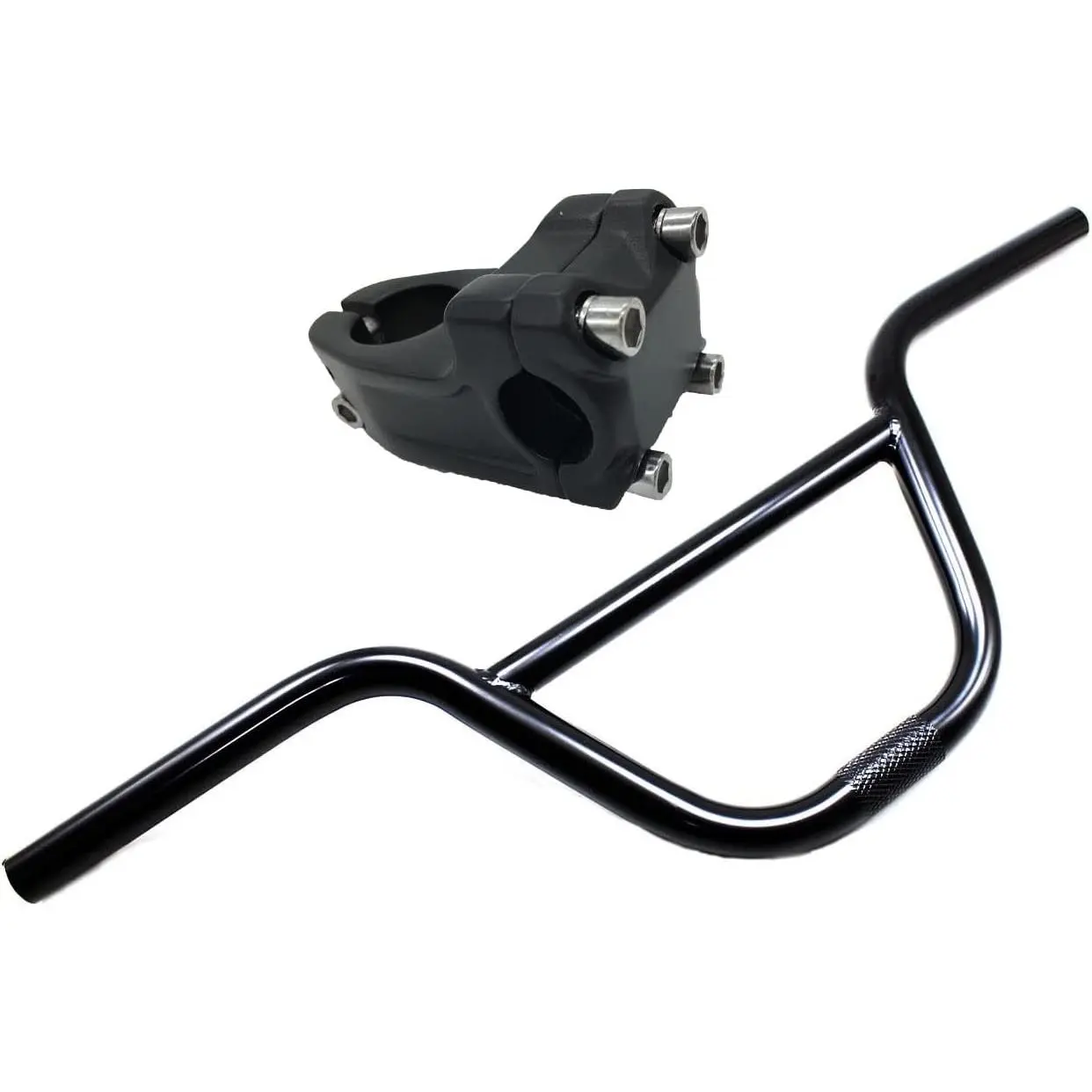 BMX Handlebar with Stem Swallow Shaped High-Carbon Steel 585mm 22.2mm Handle Bar Bicycle Parts Bike Accessories,Black