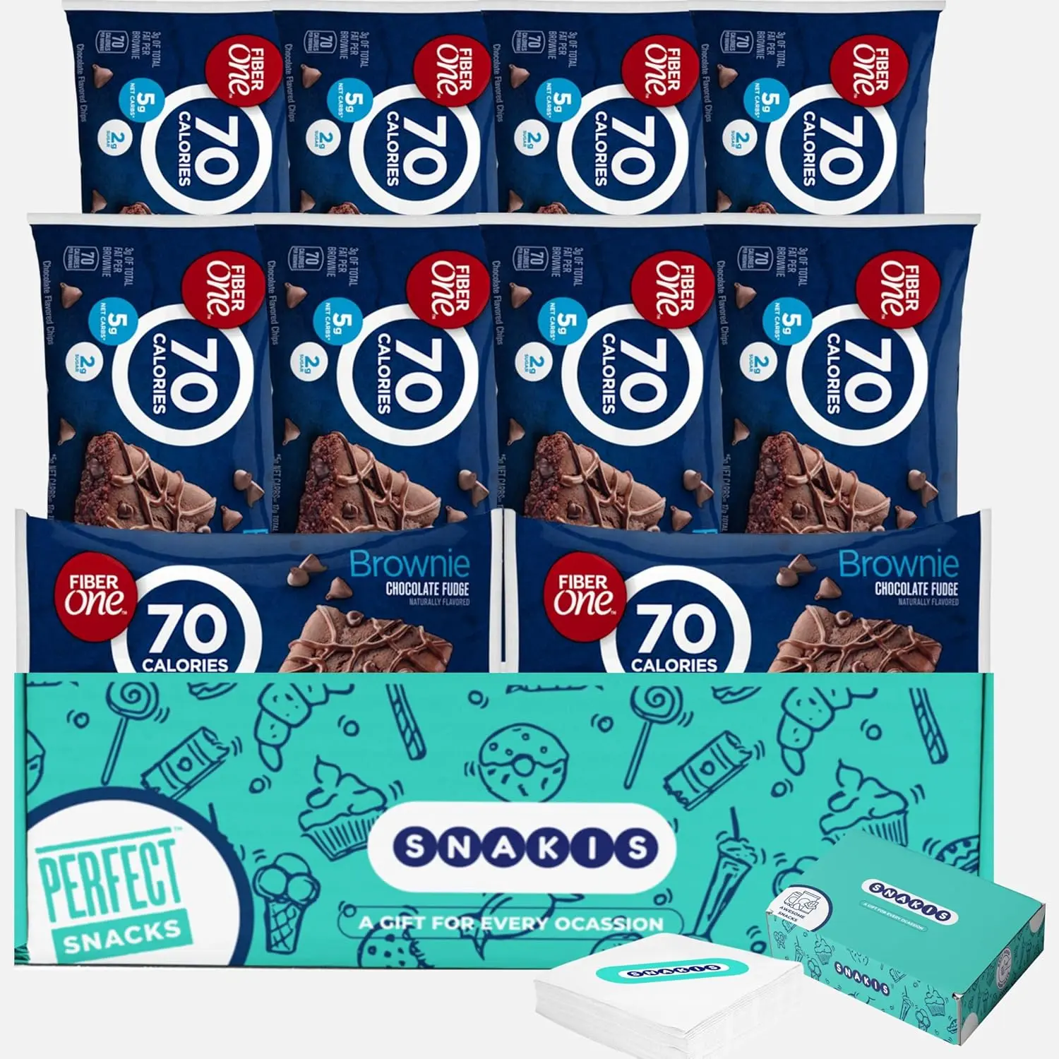 Fiber One Chocolate Fudge Brownies, 0.89 oz. Snack Bars - 70 Calorie Brownies ideal for all occasions Dessert Bonbon