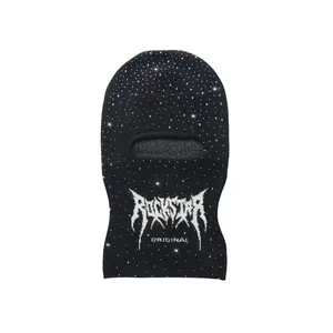 Porsha Black Rhinestone Ski Mask