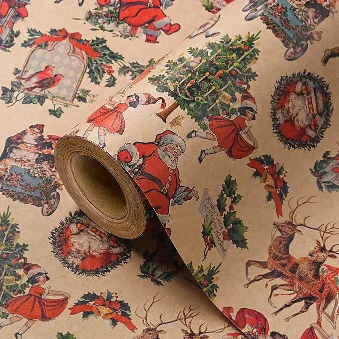 WRAPAHOLIC Christmas Wrapping Paper Roll, Cute Cat, Vintage Santa, Toile Christmas Tree, Unicorn, Gaming and Gold Foil Holiday Gift Wrap Designs for Kids, Family, Friends, Xmas Gifts, Christmas Party, Winter Celebration,17 Inch x 16.5 Feet