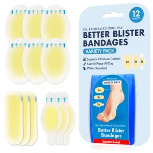 Dr. Frederick's Original Better Blister Bandages - 12ct - Water Resistant - 40% More Cushioning - Hydrocolloid Bandages for Foot, Toe, & Heel