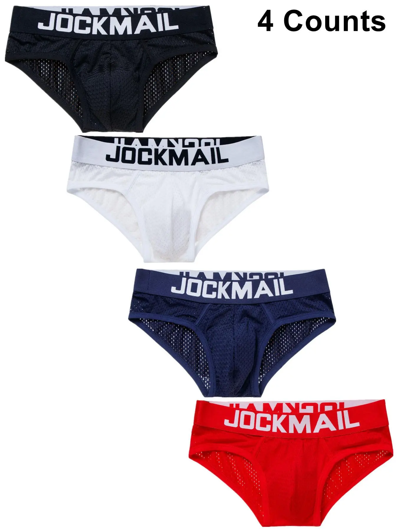 4 Pcs Men's Letter Tape  Briefs, Casual Comfy Breathable Underwear for Daily Wear, Fashion Men's Underwear for All Seasons