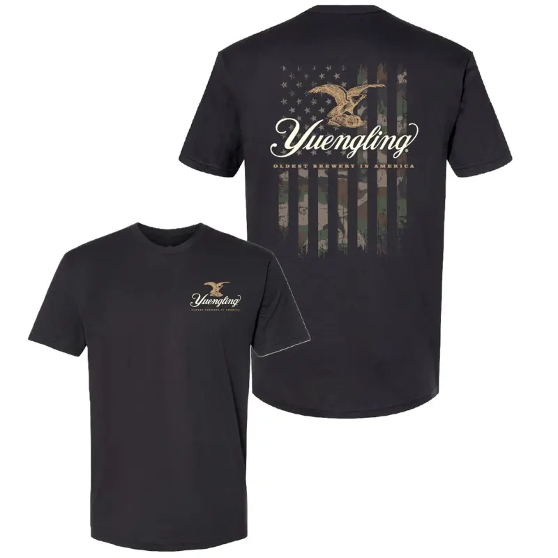 Yuengling Camo Flag Tee, America’s Oldest Brewery Shirt, Unisex T-Shirt, Vintage Beer Logo Top, Casual Streetwear, Gift For Men Women, Full Size Gifts for couples and loved ones