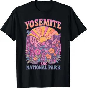 100% Cotton Retro Yosemite National Park USA Vintage Hiking. T-Shirt