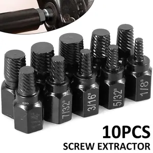 GORWARE 10 counts Screw Extractor Set, Hex Head Easy Out Bolt Extractor Set, Damaged Screw Extractor Set for Removing Broken Studs, Bolts