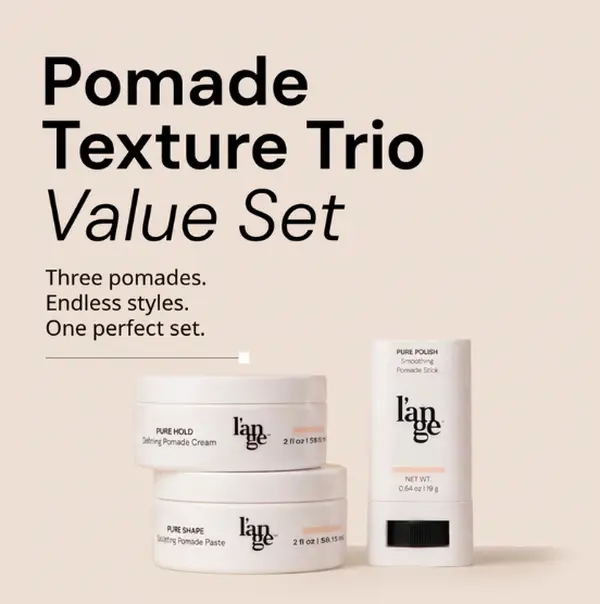 L'ANGE HAIR - Pomade Texture Trio Value Set (221g) - Lightweight Haircare Textured Stylers: Cream, Stick with Flexible-Firm Hold, Semi-Matte Finish for Smoothing, Frizz Control, Edge Shaping, Cream/Paste/Stick, Flexible Hold, Shiny Hair, Trio Set
